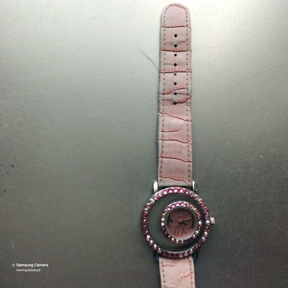 Pink & Silver Left-Handed Jimmy Crystal New York Watch Leather Band New Battery main image 7